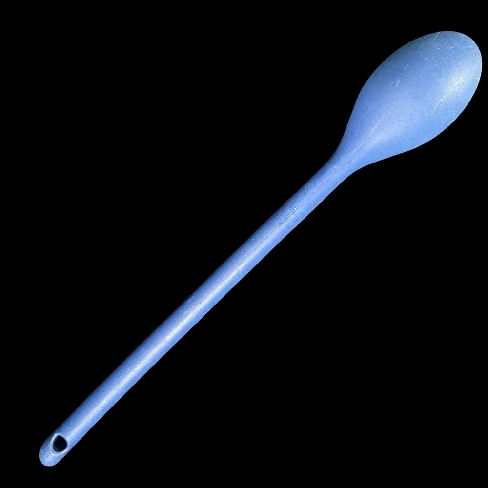 Blue Cooking Spoon Solid Plain Kitchen Utensil Single Item Durable Handle